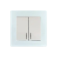 Выключатель Прогресс Glass 2-клав.10A ABS + Керамика с индикатором белый (1/10/100)