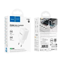 Сетевое З/У HOCO C148A Type-C 3.0A 30W PD3.0 с кабелем Lightning белый (1/30/180)