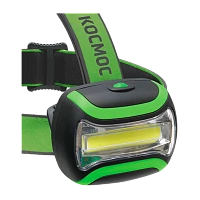 Фонарь налобный Космос H3W 3W ХРЕ+COB от аккумулятора черный (1/24/96)