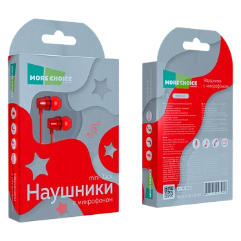 Наушники внутриканальные MORE CHOICE P71 с микр. регулировка громкости красный (1/31/310)