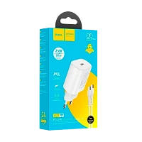 Сетевое З/У HOCO N22 Type-C 3.0A 25W PD3.0 с кабелем Lightning/Type-C белый (1/12/120)