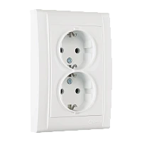 Розетка Makel Defne 2гн. 16A С/З пластик белый 42001057 (1/12)