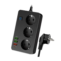 Сетевой фильтр Live Power LP SF301 3р.С/З 10A 2.0м 3USB A+C Gan 45W с выкл. черный (1/30)