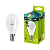 Лампа светодиодная Ergolux G45 E14 9W 3000К 172-265V шар (1/10/100)