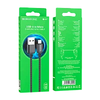 Кабель Borofone BX87 USB (m)-microUSB (m) 1м 2.4A нейлон черный (1/1000)