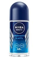 Дезодорант мужской Nivea Заряд Свежести Грейпфрут и мята роликовый 50мл (1/30)