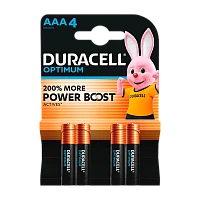 Батарейка Duracell Optimum (Power Boost) LR03 AAA BL4 Alkaline 1.5V (4/40)