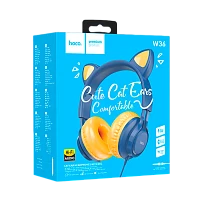 Наушники полноразмерные HOCO W36 Cat ear с микр. синий (1/30) 