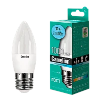 Лампа светодиодная Camelion C35 E27 12W 4500К 170-265V свеча матовая (1/10/100)