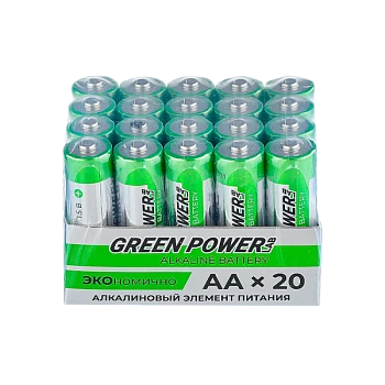 Батарейка GREEN POWERlab LR6 AA БОКС20 Щелочная 1.5V (4/20/120/720)