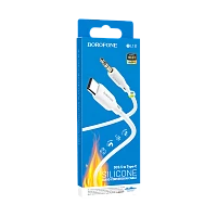 Кабель AUX Borofone BL18 Jack 3.5mm (m)-Type-C (m) 1м силикон белый (1/63/252) 