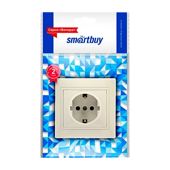 Розетка Smartbuy "Венера" 1гн. 16A С/З пластик бежевый