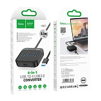 USB-Хаб HOCO HB31 4USB/Type-C Type-C (m) USB3.0 серый (1/19/190)