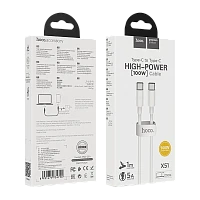 Кабель HOCO X51 Type-C (m)-Type-C (m) 1м 5.0A ПВХ белый (1/220)