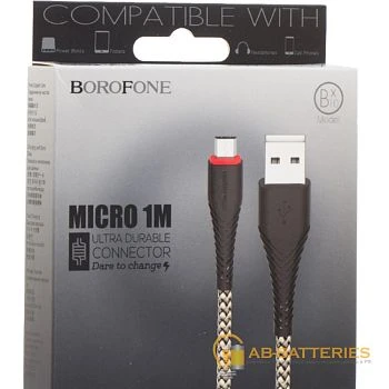 Кабель Borofone BX10 USB (m)-microUSB (m) 1.0м 2.1A ткань черный (1/270)