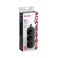 Удлинитель Defender M350 3р.С/З 10A 5.0м черный (1/35)