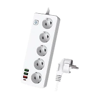 Сетевой фильтр Live Power LP SF501 5р.С/З 10A 2.0м 3USB A+C Gan 45W с выкл. белый (1/30)