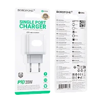 Сетевое З/У Borofone BA99A Type-C 3.0A 20W белый (1/75/300)