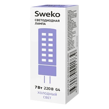 Лампа светодиодная Sweko JCD G4 7W 6500К 230V "Кукуруза" (1/10/100)