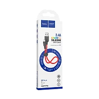 Кабель HOCO X21 Plus USB (m)-Lightning (m) 0.25м 2.4A силикон черный красный (1/30/300)