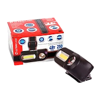 Фонарь налобный Ultraflash LED53763 4W 1LED+COB от аккумулятора 15 реж. черный (1/10/120)