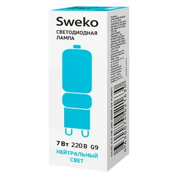 Лампа светодиодная Sweko JCD G9 7W 4000К 230V матовая (1/10/100)
