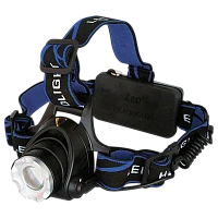 Фонарь налобный Ultraflash E150 3W 1LED от аккумулятора IP66 3 режима+ZOOM черный (1/24/48)