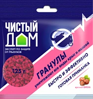 Гранулы родентицид Чистый дом от крыс и мышей с запахом ореха 125г (1/50)