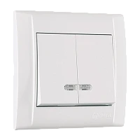 Выключатель Makel Defne 2-клав.10A пластик с подсветкой белый 42001023 (1/12)