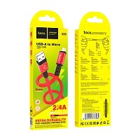 Кабель HOCO X85 USB (m)-microUSB (m) 1м 2.4A TPE красный (1/35/350)