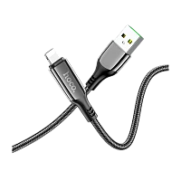 Кабель HOCO S51 USB (m)-Lightning (m) 1.2м 2.4A нейлон дисплей черный (1/16/160)