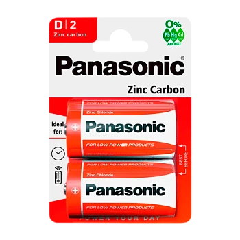 Батарейка Panasonic R20 D BL2 Zinc Carbon 1.5V (2/24/120)