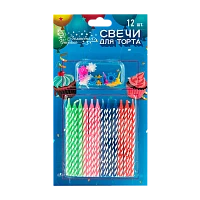 Свечи для торта Волшебная страна 9см с подставкой 12шт. разноцветный (1/24/288)