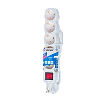 Удлинитель Космос 5р.С/З 16A 3.0м с выкл. ПВС 3x1мм² белый (1/20)