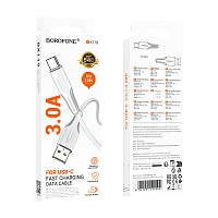Кабель Borofone BX119 USB (m)-Type-C (m) 1м 3.0A ПВХ белый (1/360)
