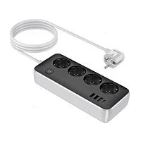 Сетевой фильтр HOCO AC22 4р.С/З 1.5м 3USB/Type-C с выкл. черный