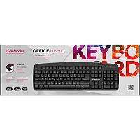 Клавиатура проводная Defender HB-910 Office классическая USB 1.5м черный (1/20)