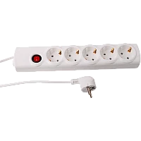 Сетевой фильтр Volsten Spi 5x5-Z 5р.С/З 10A 5.0м 3x0.75мм² с выкл. белый (1/15)