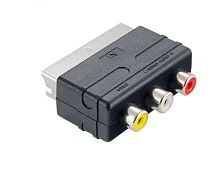 Переходник Perfeo SCART (m)-3xRCA (f) черный (1/100)