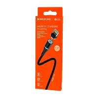 Кабель Borofone BU16 USB (m)-Lightning (m) 1м 2.4A нейлон магнит черный (1/63/252)