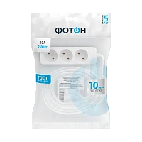 Удлинитель Фотон 10-103 3р.Б/З 10A 10.0м ПВС 2x0.75мм² белый (1/10)