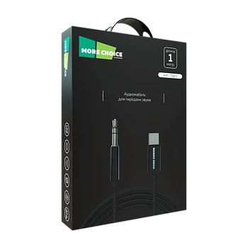 Кабель AUX MORE CHOICE UK28a Jack 3.5mm (m)-Type-C (m) 1м ПВХ черный (1/25/250)