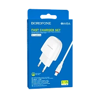 Сетевое З/У Borofone BA49A 1USB 2.1A белый (1/44/176)