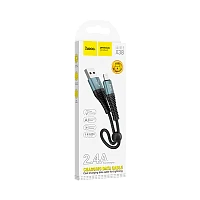 Кабель HOCO X38 USB (m)-Lightning (m) 0.25м 2.4A нейлон черный (1/31/310)