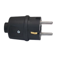 Вилка электрическая Прогресс MINI С/З 16A черный (1/20/200)