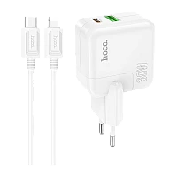 Сетевое З/У HOCO C111A 1USB/Type-C 3.0A 30W с кабелем Type-C-Lightning белый (1/20/120)