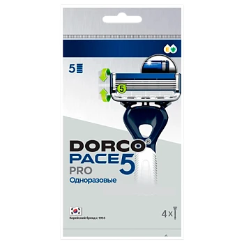 Бритва одноразовая DORCO "PACE5 PRO" 5 лезвий с триммером 4шт. (1/12)