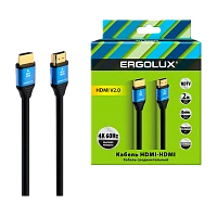 Кабель Ergolux ELX-VC01-HDMI HDMI (m)-HDMI (m) 2м 4К черный синий в коробке (1/10/60)