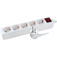 Удлинитель Volsten 5р.С/З 10A 5.0м с выкл. ПВС 3x0.75мм² IP20 белый (1/20)