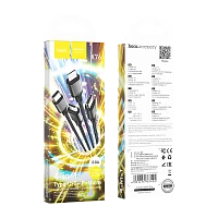 Кабель HOCO X76 USB (m)-2хType-C/Lightning/microUSB (m) 1м 2.0A нейлон черный (1/31/310)